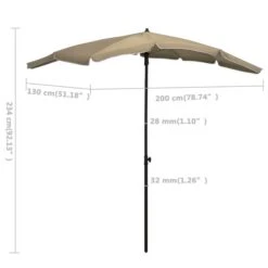 Parasol De Jardin Avec Mât 200x130 Cm Taupe -Mobilier De Jardin Soldes parasol de jardin avec mat 200x130 cm taupe 3666722352079 946903