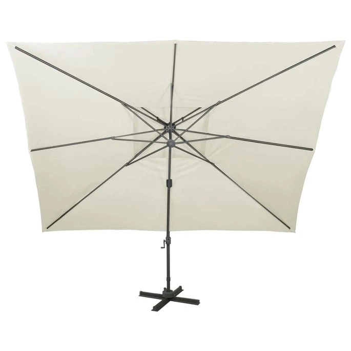 Parasol Déporté à Double Toit Sable 400x300 Cm 4 Parasol Déporté à Double Toit Sable 400x300 Cm – Image 4