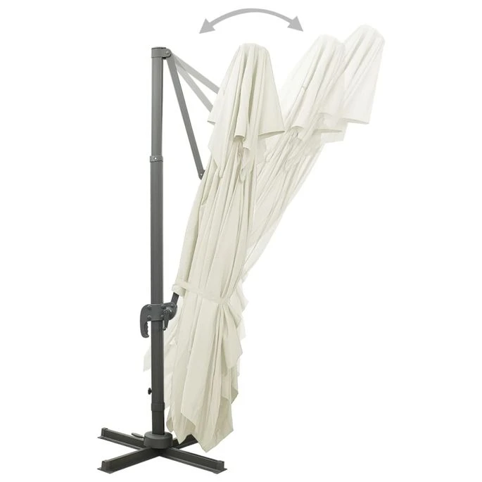 Parasol Déporté à Double Toit Sable 400x300 Cm 5 Parasol Déporté à Double Toit Sable 400x300 Cm – Image 5