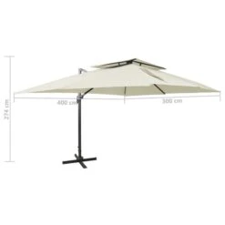 Parasol Déporté à Double Toit Sable 400x300 Cm 17 Parasol Déporté à Double Toit Sable 400x300 Cm -Mobilier De Jardin Soldes parasol deporte a double toit sable 400x300 cm 8720286181737 941903