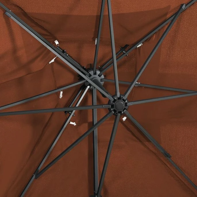 Parasol Déporté à Double Toit Terre Cuite 250x250 Cm 2 Parasol Déporté à Double Toit Terre Cuite 250x250 Cm – Image 2