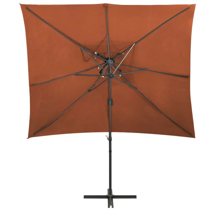 Parasol Déporté à Double Toit Terre Cuite 250x250 Cm 3 Parasol Déporté à Double Toit Terre Cuite 250x250 Cm – Image 3