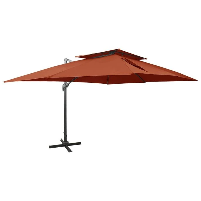Parasol Déporté à Double Toit Terre Cuite 400x300 Cm 1 Parasol Déporté à Double Toit Terre Cuite 400x300 Cm