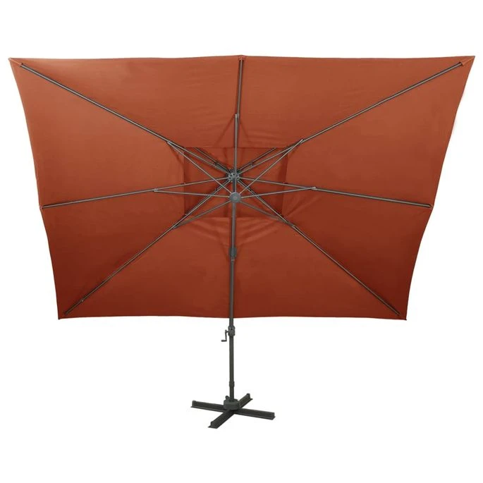 Parasol Déporté à Double Toit Terre Cuite 400x300 Cm 4 Parasol Déporté à Double Toit Terre Cuite 400x300 Cm – Image 4