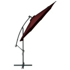 Parasol Déporté à LED Et Mât En Acier Rouge Bordeaux -Mobilier De Jardin Soldes parasol deporte a led et mat en acier rouge bordeaux 3666722313865 991662