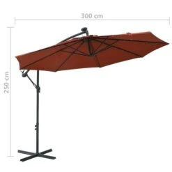 Parasol Déporté à LED Et Mât En Acier Terre Cuite 19 Parasol Déporté à LED Et Mât En Acier Terre Cuite -Mobilier De Jardin Soldes parasol deporte a led et mat en acier terre cuite 3666722438827 803972