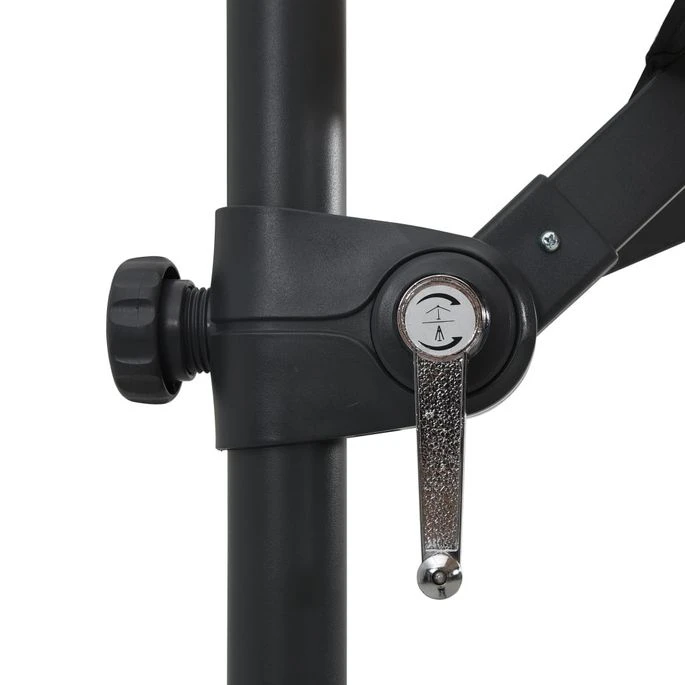 Parasol Déporté Avec LED Et Mât En Acier 250x250 Cm Noir 7 Parasol Déporté Avec LED Et Mât En Acier 250x250 Cm Noir – Image 7