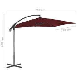 Parasol Déporté Avec Mât En Acier 250x250 Cm Rouge Bordeaux -Mobilier De Jardin Soldes parasol deporte avec mat en acier 250x250 cm rouge bordeaux 3666722356374 942395
