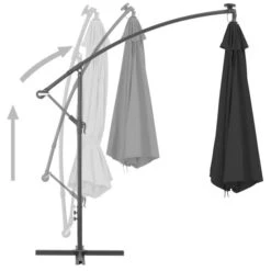Parasol Déporté Avec Mât En Aluminium 350 Cm Noir -Mobilier De Jardin Soldes parasol deporte avec mat en aluminium 350 cm noir 3666722604901 982856