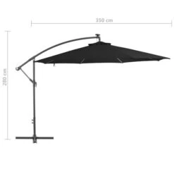 Parasol Déporté Avec Mât En Aluminium 350 Cm Noir -Mobilier De Jardin Soldes parasol deporte avec mat en aluminium 350 cm noir 3666722604901 982860