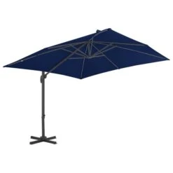 Parasol Déporté Avec Mât En Aluminium 3x3 M Bleu Azuré -Mobilier De Jardin Soldes parasol deporte avec mat en aluminium 3x3 m bleu azure 3666722521024 585177