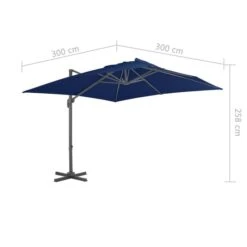 Parasol Déporté Avec Mât En Aluminium 3x3 M Bleu Azuré -Mobilier De Jardin Soldes parasol deporte avec mat en aluminium 3x3 m bleu azure 3666722521024 585182