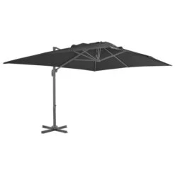 Parasol Déporté Avec Mât En Aluminium 4x3 M Noir