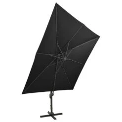 Parasol Déporté Avec Mât Et Lumières LED Noir 300 Cm 2 -Mobilier De Jardin Soldes parasol deporte avec mat et lumieres led noir 300 cm 3666722357050 941720