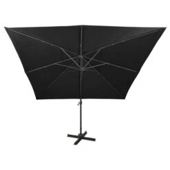 Parasol Déporté Avec Mât Et Lumières LED Noir 300 Cm 2 -Mobilier De Jardin Soldes parasol deporte avec mat et lumieres led noir 300 cm 3666722357050 941721