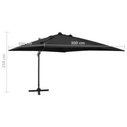 Parasol Déporté Avec Mât Et Lumières LED Noir 300 Cm 2 -Mobilier De Jardin Soldes parasol deporte avec mat et lumieres led noir 300 cm 3666722357050 941724