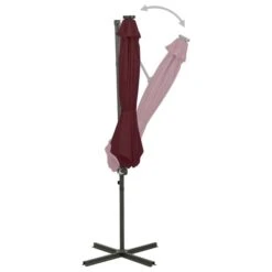Parasol Déporté Avec Mât Et Lumières LED Rouge Bordeaux 300 Cm -Mobilier De Jardin Soldes parasol deporte avec mat et lumieres led rouge bordeaux 300 cm 3666722394567 890090