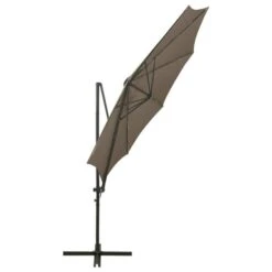 Parasol Déporté Avec Mât Et Lumières LED Taupe 300 Cm -Mobilier De Jardin Soldes parasol deporte avec mat et lumieres led taupe 300 cm 3666722394574 890083