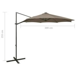 Parasol Déporté Avec Mât Et Lumières LED Taupe 300 Cm -Mobilier De Jardin Soldes parasol deporte avec mat et lumieres led taupe 300 cm 3666722394574 890086