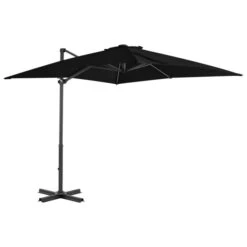 Parasol Déporté Et Mât En Aluminium Noir 250x250 Cm
