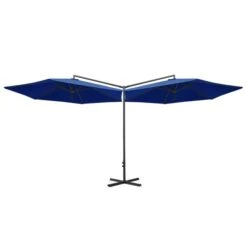 Parasol Double Avec Mât En Acier Bleu Azuré 600 Cm -Mobilier De Jardin Soldes parasol double avec mat en acier bleu azure 600 cm 3666722355988 942733