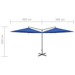 Parasol Double Avec Mât En Acier Bleu Azuré 600 Cm -Mobilier De Jardin Soldes parasol double avec mat en acier bleu azure 600 cm 3666722355988 942737