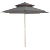 Parasol Double Avec Mât En Bois 270 Cm Anthracite