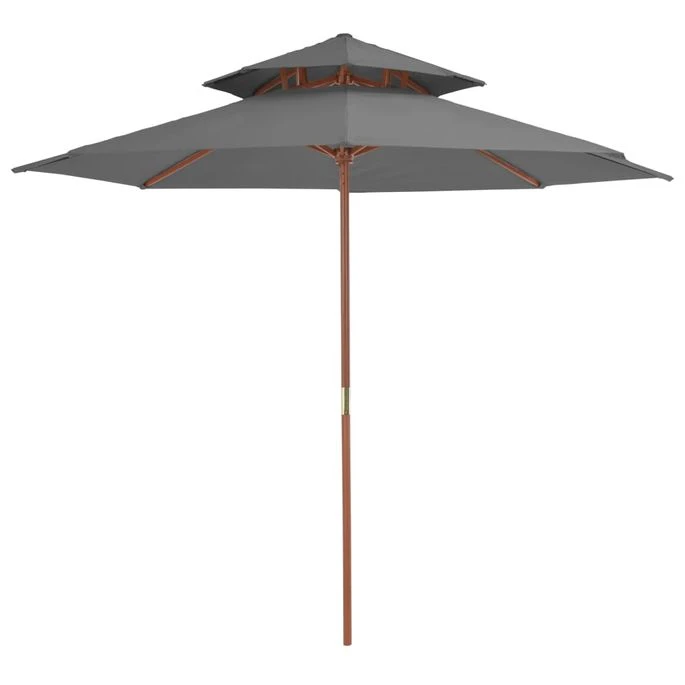 Parasol Double Avec Mât En Bois 270 Cm Anthracite 1 Parasol Double Avec Mât En Bois 270 Cm Anthracite