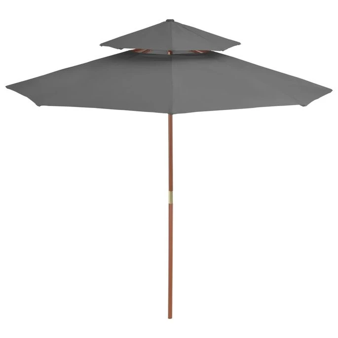 Parasol Double Avec Mât En Bois 270 Cm Anthracite 3 Parasol Double Avec Mât En Bois 270 Cm Anthracite – Image 3