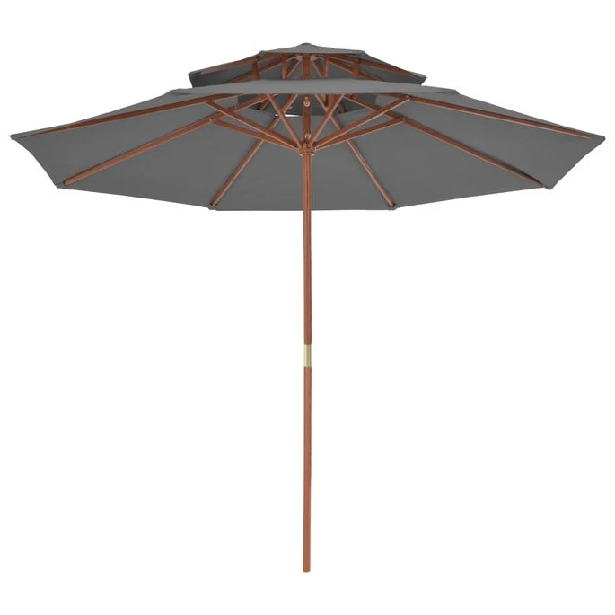 Parasol Double Avec Mât En Bois 270 Cm Anthracite 4 Parasol Double Avec Mât En Bois 270 Cm Anthracite – Image 4