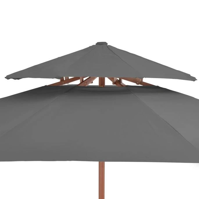 Parasol Double Avec Mât En Bois 270 Cm Anthracite 6 Parasol Double Avec Mât En Bois 270 Cm Anthracite – Image 6