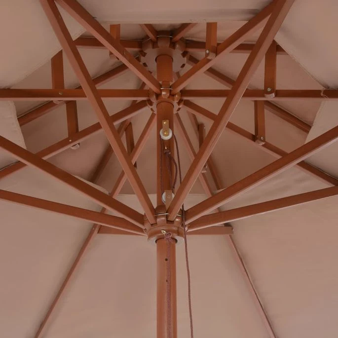 Parasol Double Avec Mât En Bois 270 Cm Taupe 2 Parasol Double Avec Mât En Bois 270 Cm Taupe – Image 2