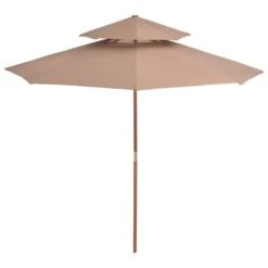 Parasol Double Avec Mât En Bois 270 Cm Taupe 10 Parasol Double Avec Mât En Bois 270 Cm Taupe -Mobilier De Jardin Soldes parasol double avec mat en bois 270 cm taupe 3666722326896 978657