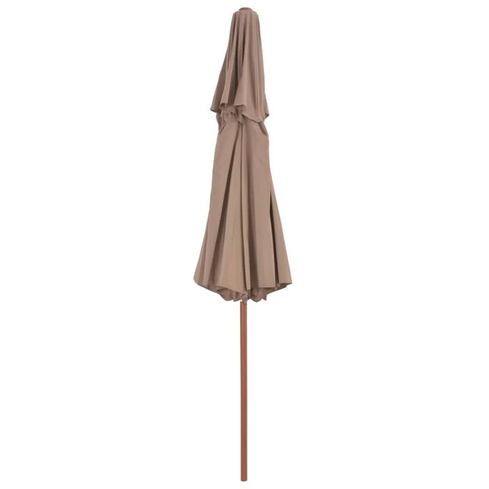 Parasol Double Avec Mât En Bois 270 Cm Taupe 5 Parasol Double Avec Mât En Bois 270 Cm Taupe – Image 5