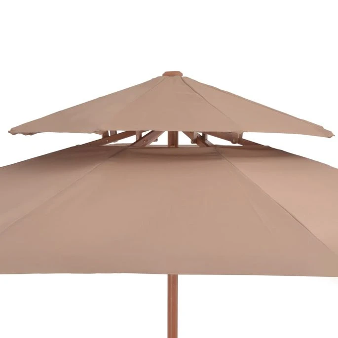 Parasol Double Avec Mât En Bois 270 Cm Taupe 6 Parasol Double Avec Mât En Bois 270 Cm Taupe – Image 6
