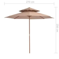 Parasol Double Avec Mât En Bois 270 Cm Taupe 15 Parasol Double Avec Mât En Bois 270 Cm Taupe -Mobilier De Jardin Soldes parasol double avec mat en bois 270 cm taupe 3666722326896 978662
