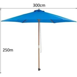 Parasol En Bois Rond Et Polyester 160g/m² - Arc 3 M - Bleu Profond -Mobilier De Jardin Soldes parasol en bois rond et polyester 160g m arc 3 m bleu profond 3612408026741 534741