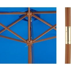 Parasol En Bois Rond Et Polyester 160g/m² - Arc 3 M - Bleu Profond -Mobilier De Jardin Soldes parasol en bois rond et polyester 160g m arc 3 m bleu profond 3612408026741 534743