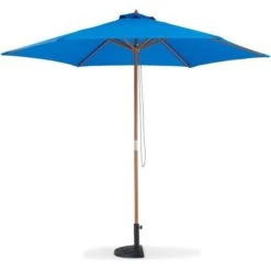 Parasol En Bois Rond Et Polyester 160g/m² - Arc 3 M - Bleu Profond -Mobilier De Jardin Soldes parasol en bois rond et polyester 160g m arc 3 m bleu profond 3612408026741 534744