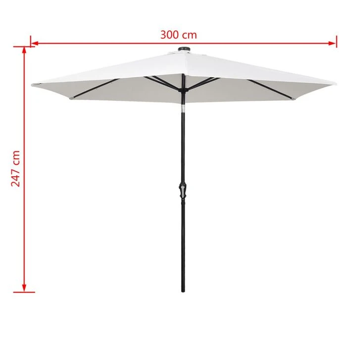 Parasol En Porte-à-faux Avec LED 3 M Blanc Sable 10 Parasol En Porte-à-faux Avec LED 3 M Blanc Sable – Image 10