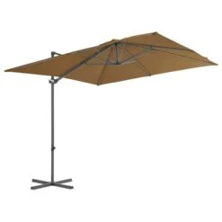 Parasol En Porte-à-faux Avec Mât En Acier Taupe 250x250 Cm -Mobilier De Jardin Soldes parasol en porte a faux avec mat en acier taupe 250x250 cm 3666722314596 990853