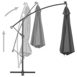 Parasol En Porte-à-faux Avec Poteau Aluminium 350 Cm Anthracite -Mobilier De Jardin Soldes parasol en porte a faux avec poteau aluminium 350 cm anthracite 3666722604864 978559