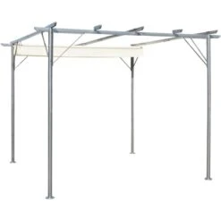 Pergola Avec Toit Réglable 3 X 3 M Acier Blanc Crème