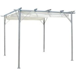 Pergola Avec Toit Réglable 3 X 3 M Acier Blanc Crème -Mobilier De Jardin Soldes pergola avec toit reglable 3 x 3 m acier blanc creme 8718475974994 1409208