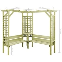 Pergola D'angle Avec Banc Bois De Pin Imprégné -Mobilier De Jardin Soldes pergola d angle avec banc bois de pin impregne 3666722180795 1217340