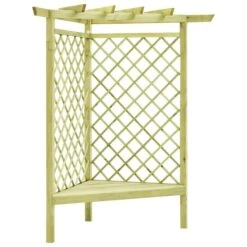 Pergola D'angle Avec Siège 130x130x197 Cm Pin Imprégné