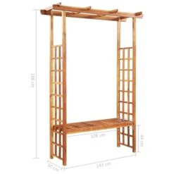Pergola De Jardin Avec Banc Bois D'acacia Massif 143x50x198 Cm -Mobilier De Jardin Soldes pergola de jardin avec banc bois d acacia massif 143x50x198 cm 8718475607427 1213549