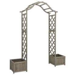Pergola De Jardin Avec Jardinière Gris Bois Pin Massif