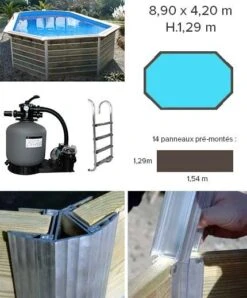 Piscine Bois Calayan 890x420x129cm -Mobilier De Jardin Soldes piscine bois calayan 890x420x129cm 3760191933040 23630