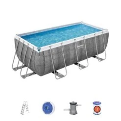 Piscine Hors-sol Tubulaire Bestway Power Steel Ratán 412x201x122 Cm Épurateur A Cartouche De 2 006 L/H Échelle